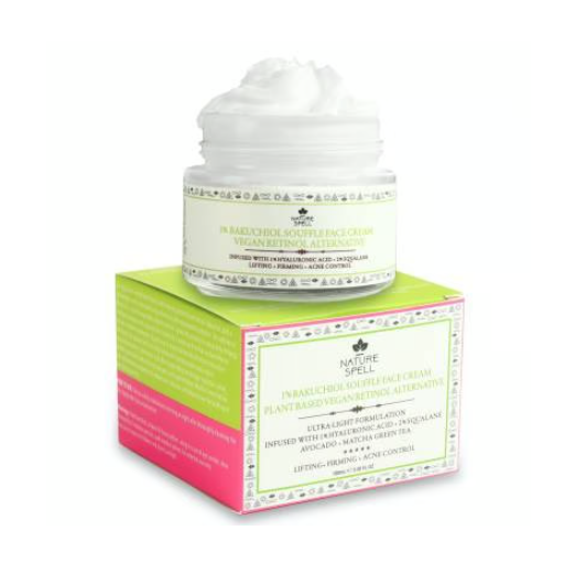 Nature Spell 1% Bakuchiol Soufflé' Face Cream (Vegan Retinol Alternative) with Hyaluronic Acid 100ml