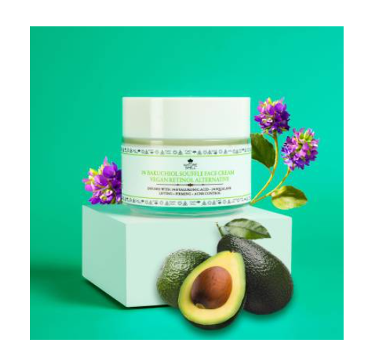 Nature Spell 1% Bakuchiol Soufflé' Face Cream (Vegan Retinol Alternative) with Hyaluronic Acid 100ml
