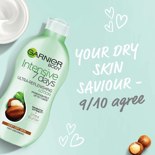 Garnier Intensive 7 Days Shea Butter Probiotic Extract Body Lotion Dry Skin 400ml